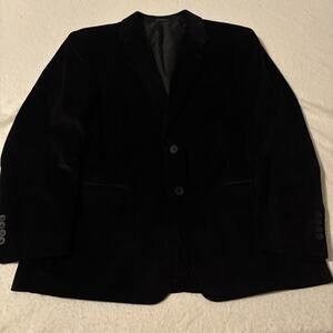 Stafford Corduroy Blazer Mens Size 44S Black Classic Fit Notch Lapel Two Button